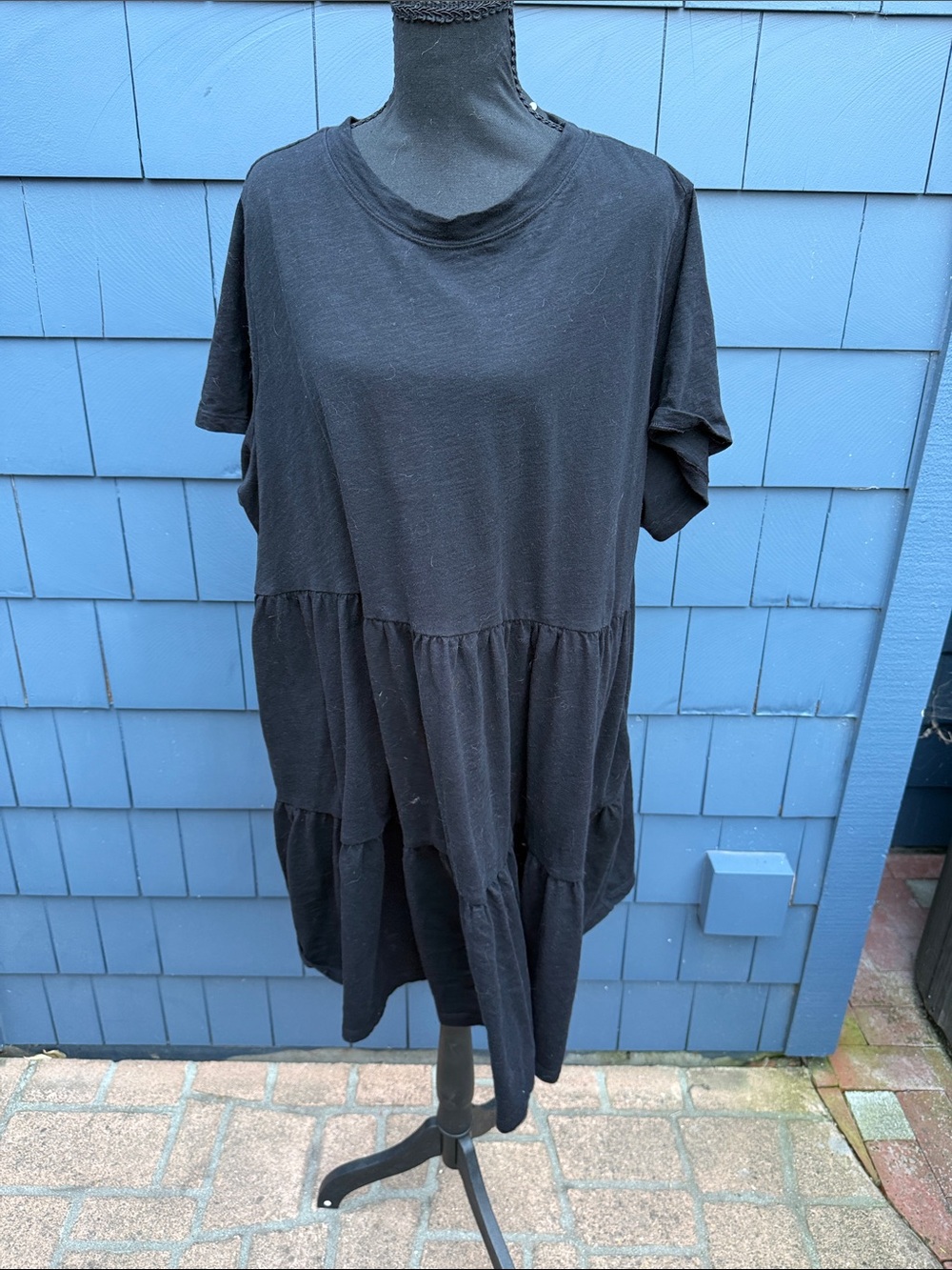 Old Navy Black Tiered Short-Sleeve Tunic Top 2XL dress cotton soft